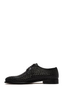 Men's Black Braided Leather Classic Shoes | Derimod