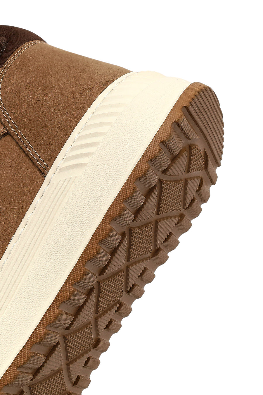 Men's Beige Lace-Up Thick-Soled Nubuck Leather Sports Boots