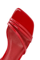 Women's Red Ankle Strap Heeled Patent Leather Sandals | Derimod