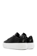 Women's Black Lace-up Thick-Sole Leather Sneaker | Derimod