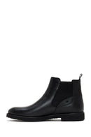 Men's Black Leather Chelsea Flat Boots | Derimod