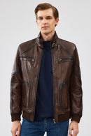 Felix Men's Brown Leather Jacket | Derimod