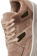 Women's Beige Suede Leather Sneaker | Derimod
