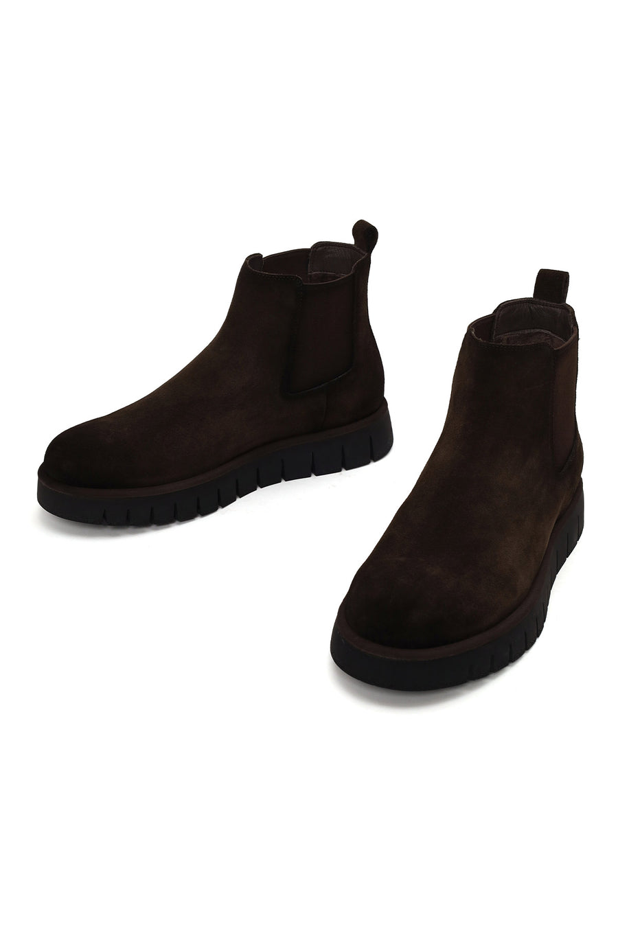 Male Brown Thick-Soled Suede Casual Chelsea Boots
