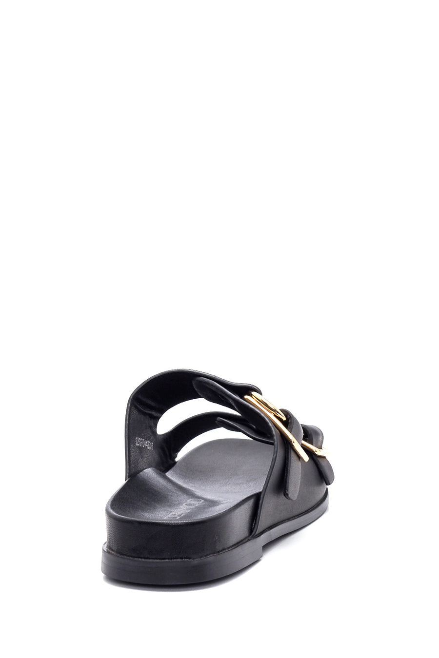 Women's Black Double Buckle Slippers