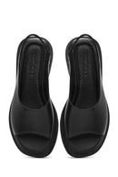 Women's Black Leather Sandals | Derimod