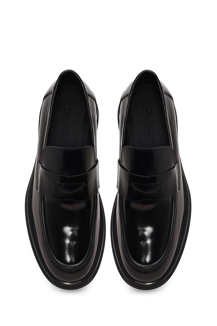 Male Black Thick-Soled Leather Casual Loafer