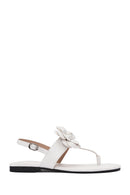 Women's Cream Flower Detailed Flip Flop Sandals | Derimod