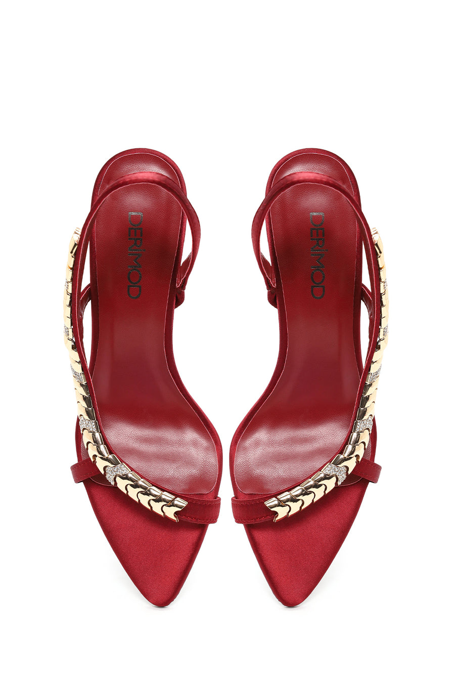 Woman Burgundy Embellished High Stiletto-Heel Sandal