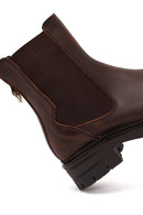 Woman Brown Thick-Soled Leather Chelsea Boots | Derimod