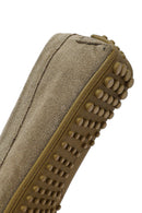 Men's Khaki Suede Leather Loafer | Derimod
