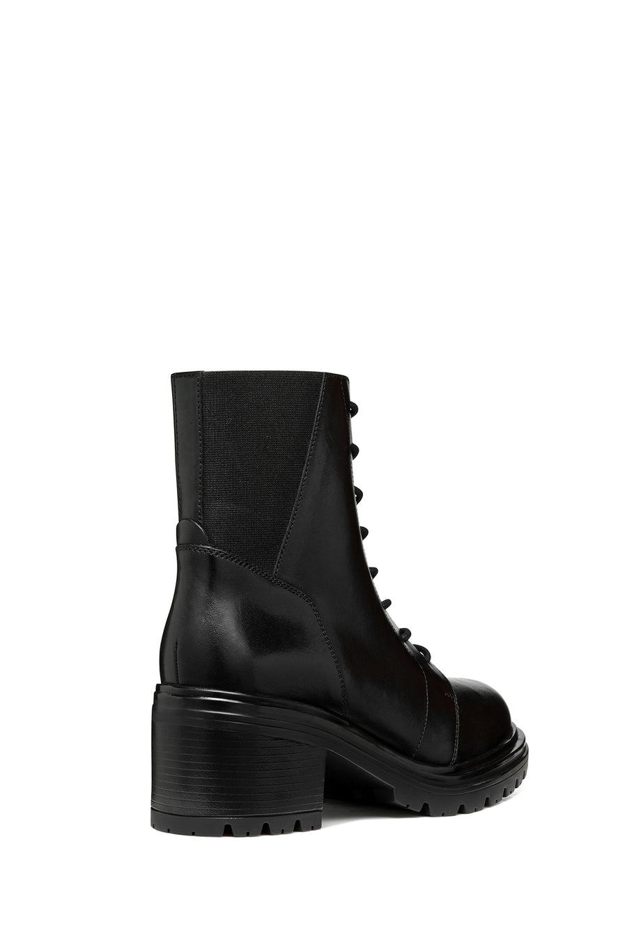 Geox Women's Black Damiana Zippered Thick Heel Leather Boots