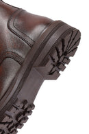 Woman Brown Zippered Leather Postal Boots | Derimod