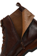 Male Brown Lace-Up Zip Closure Leather Casual Boots | Derimod