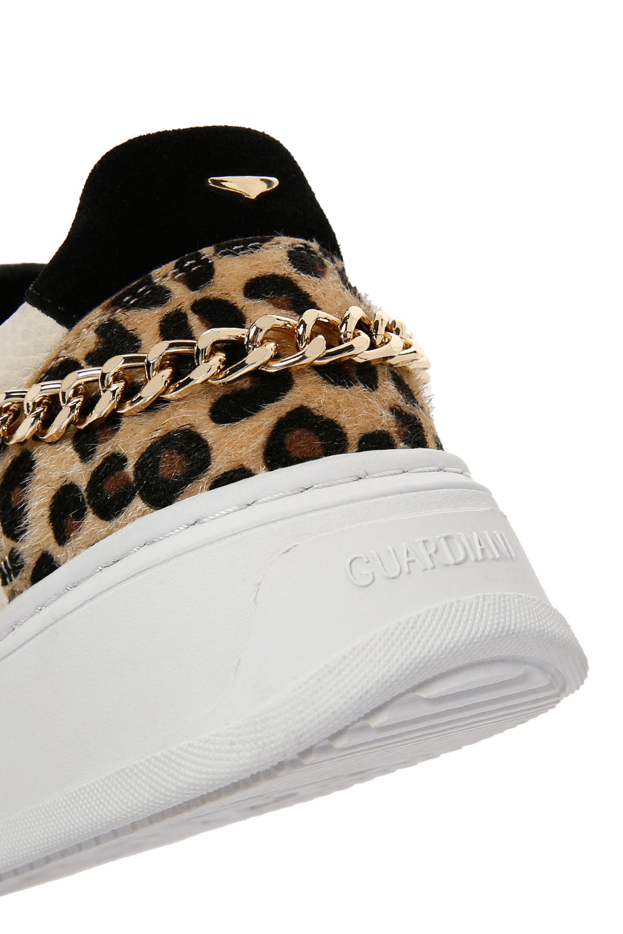 Alberto Guardiani Women's Black Chain Leather Sneaker