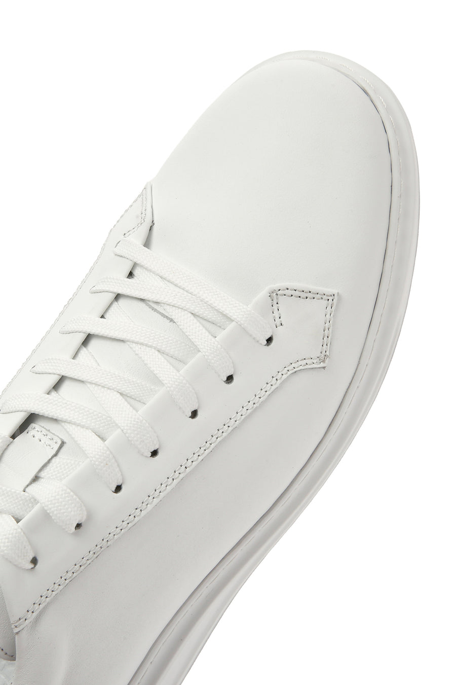Erkek Beyaz Bağcıklı Deri Sneaker