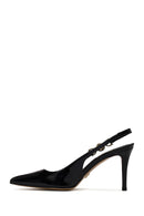Woman Black Backless Thin Heeled Patent Leather Leather Shoes | Derimod