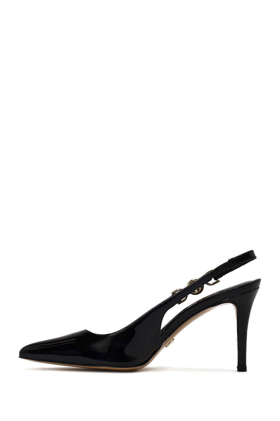 Woman Black Backless Thin Heeled Patent Leather Leather Shoes