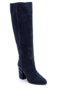 Women's Heel Detailed Suede Leather Boots | Derimod