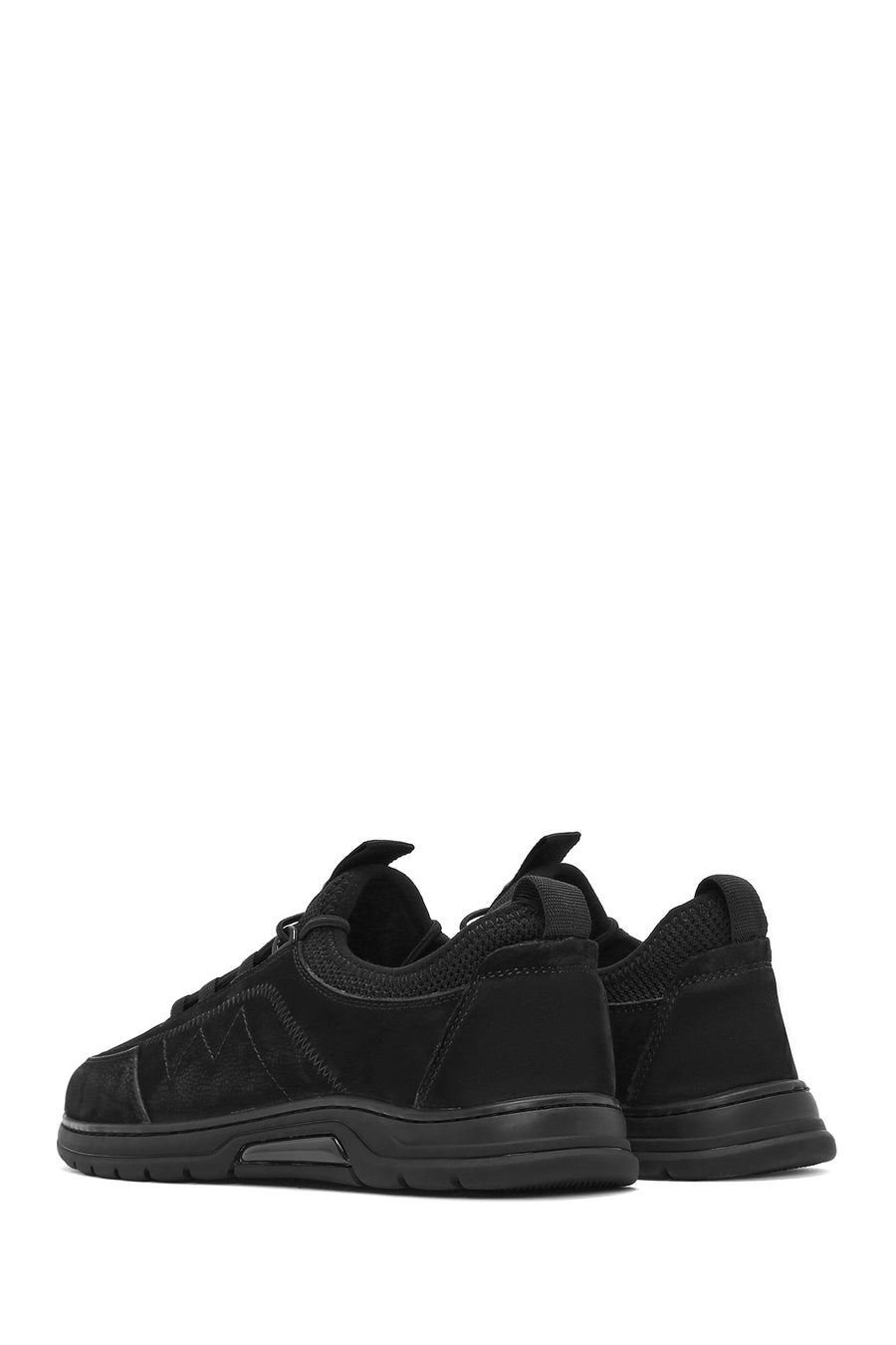 Erkek Siyah Bağcıklı Nubuk Deri Casual Sneaker
