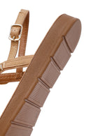 Women's Beige Flip Flop Sandals with Stones | Derimod