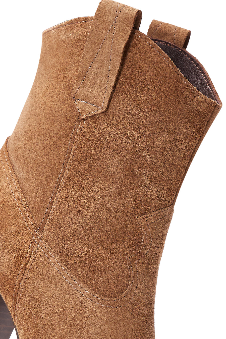 Women's Tan Suede Leather Heeled Cowboy Boots