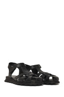 Women's Black Strappy Leather Sandals | Derimod