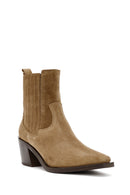 Woman Brown Chunky Heeled Suede Cowboy Boots | Derimod