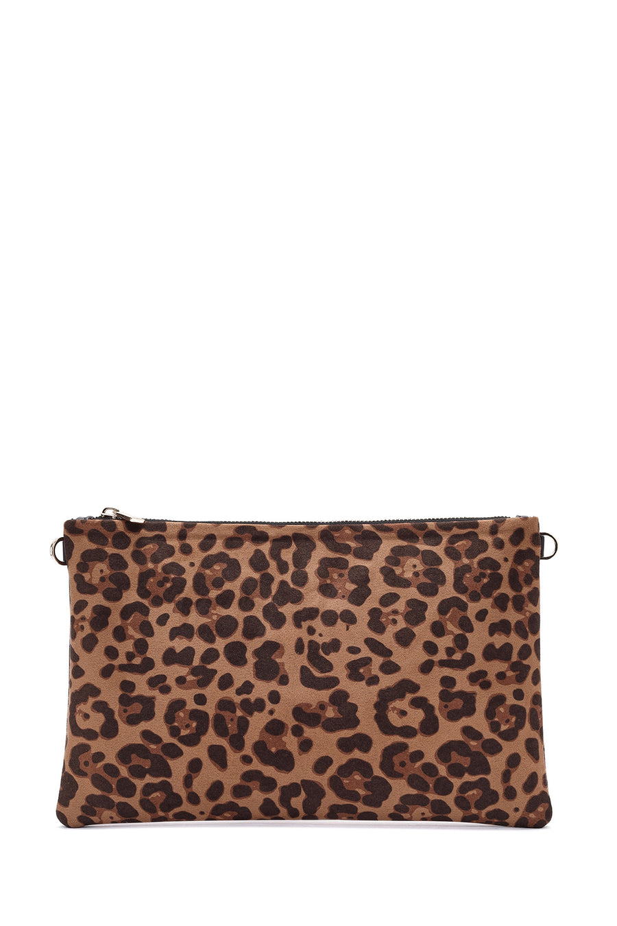Women's Leopard Long Strap Suede Clutch Bag
