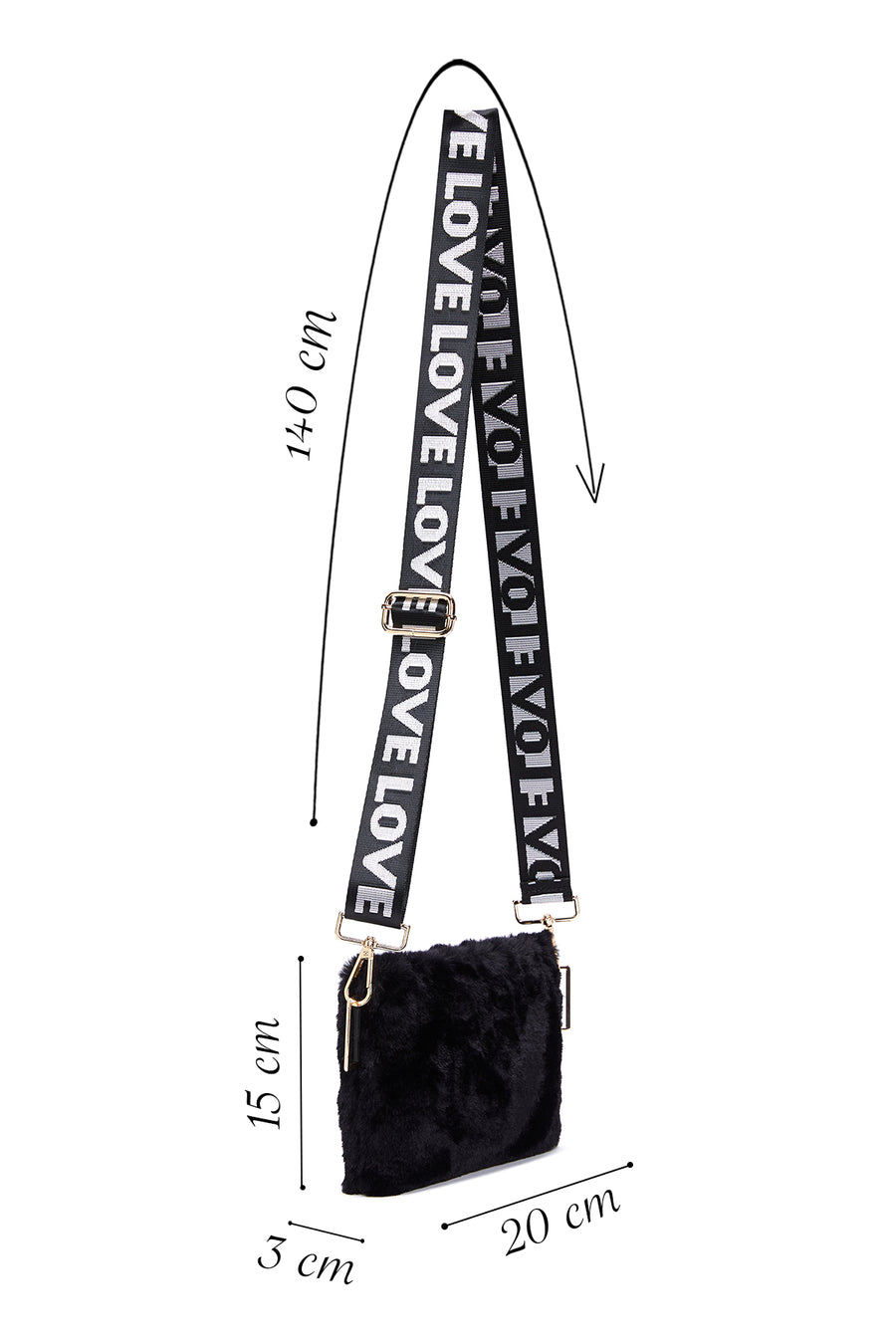 Women's Black Plush Portfolio Bag