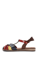 Women's Multicolored Ankle Strap Leather Bodrum Sandals | Derimod