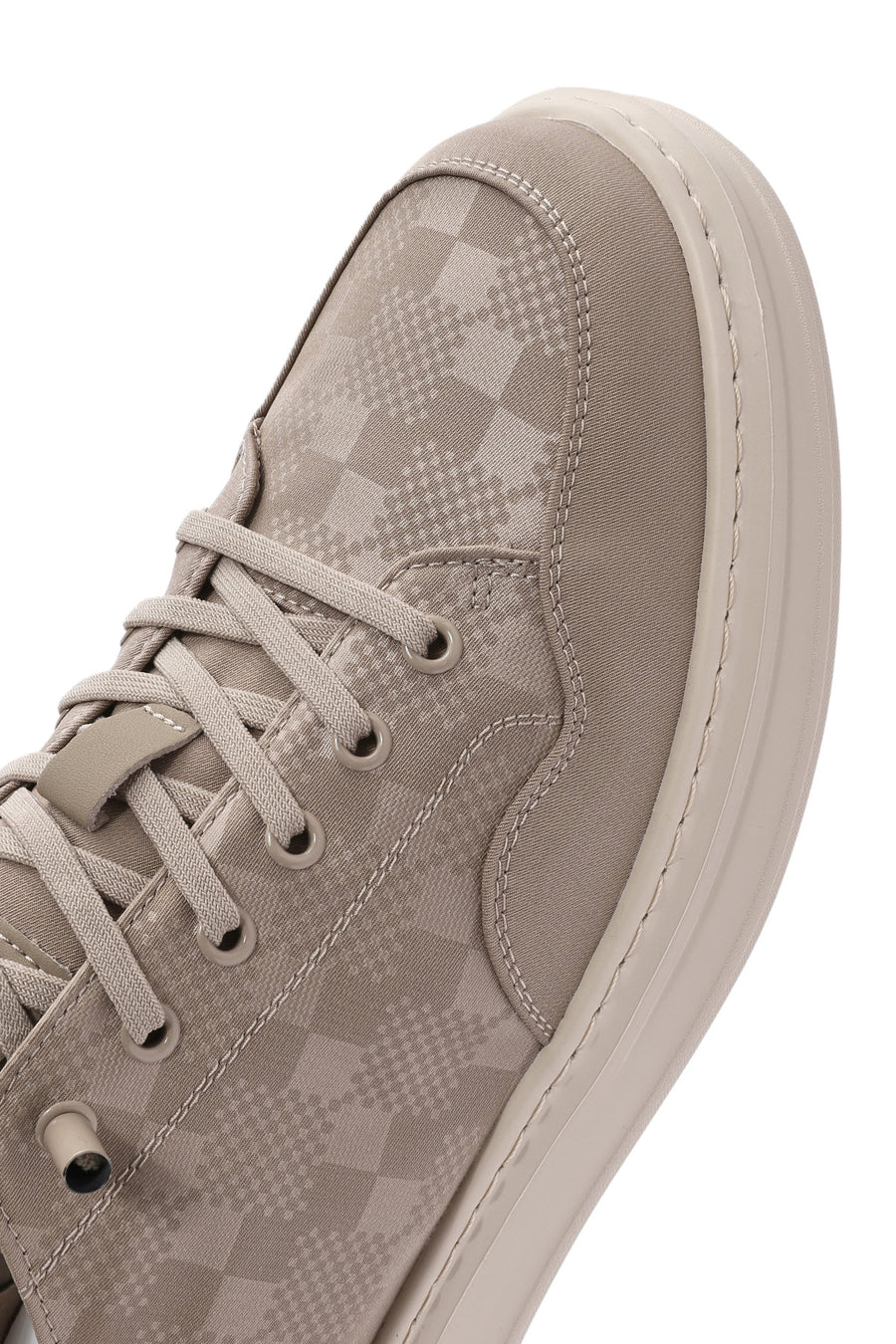 Erkek Bej Bağcıklı Desenli Kumaş Sneaker