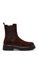 Woman Brown Thick-Soled Suede Chelsea Boots | Derimod