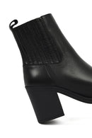 Women's Black Zippered Thick Heeled Leather Boots | Derimod