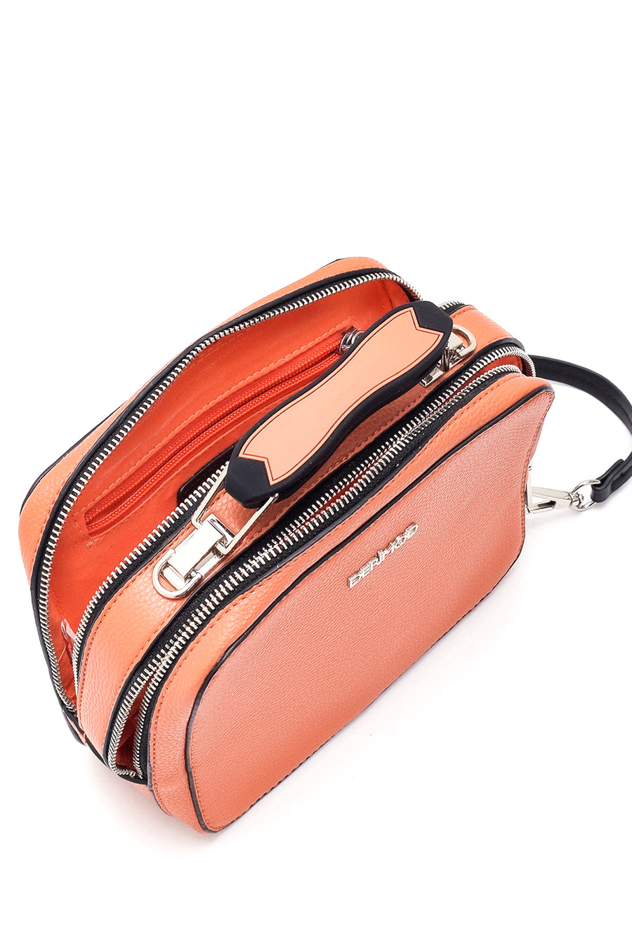 Women's Orange Synthetic Leather Shoulder Bag