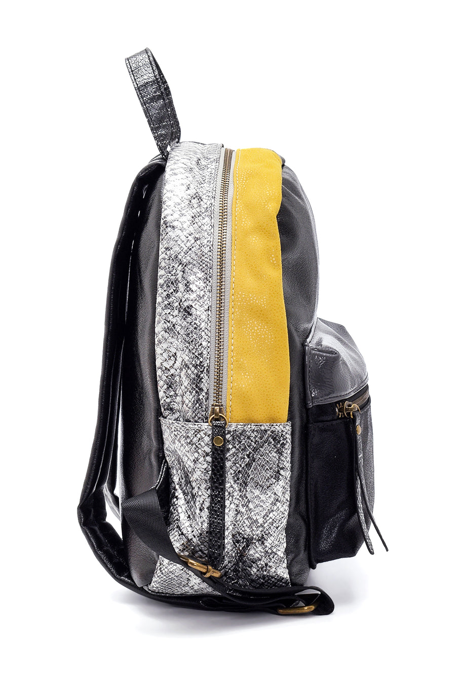 Women's Black Synthetic Leather Backpack