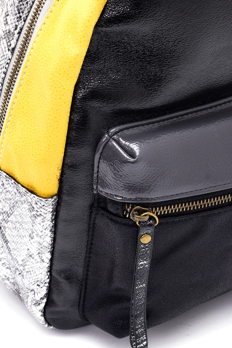 Women's Black Synthetic Leather Backpack