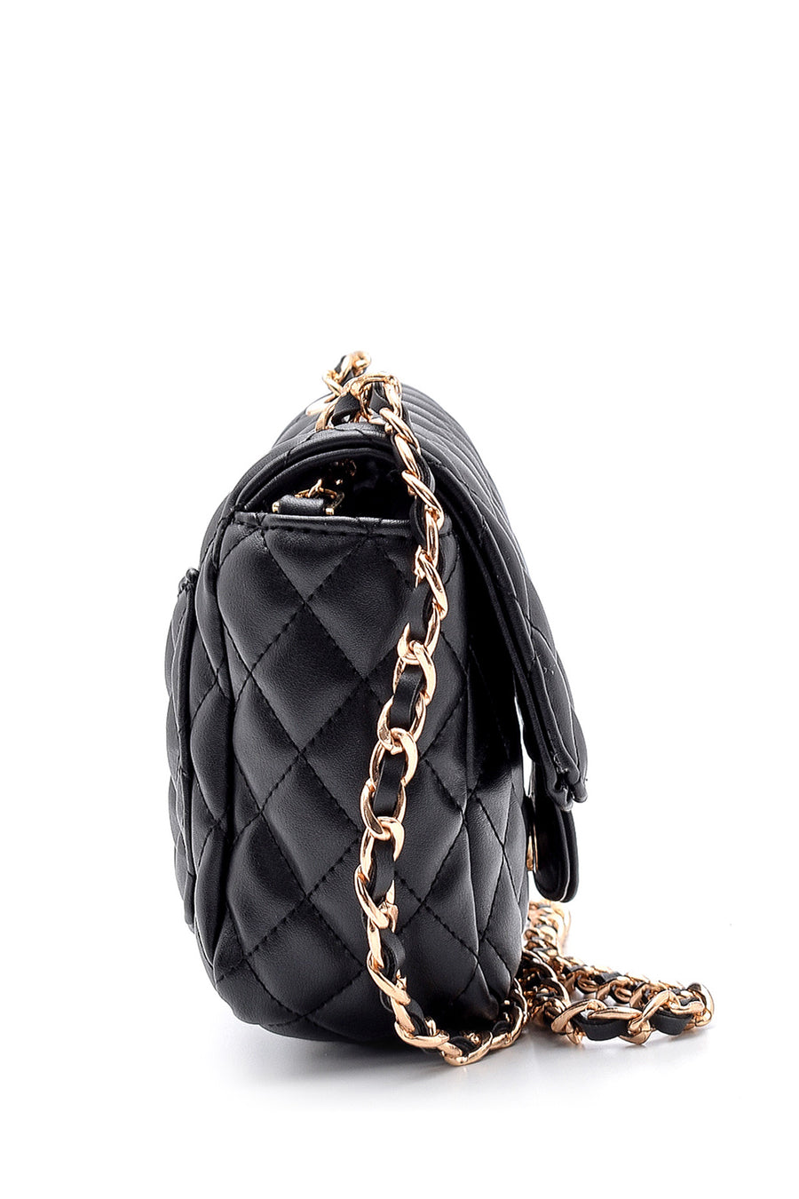 Women's Black Synthetic Leather Crossbody Bag