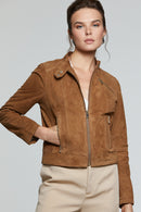 Kylie Women's Camel Suede Leather Jacket | Derimod