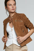 Kylie Women's Camel Suede Leather Jacket | Derimod