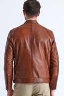 Alanzo Men's Camel Leather Jacket | Derimod