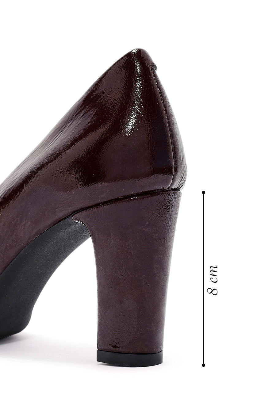 Derimod Gritti Women's Burgundy Thick Heel Patent Leather Stiletto