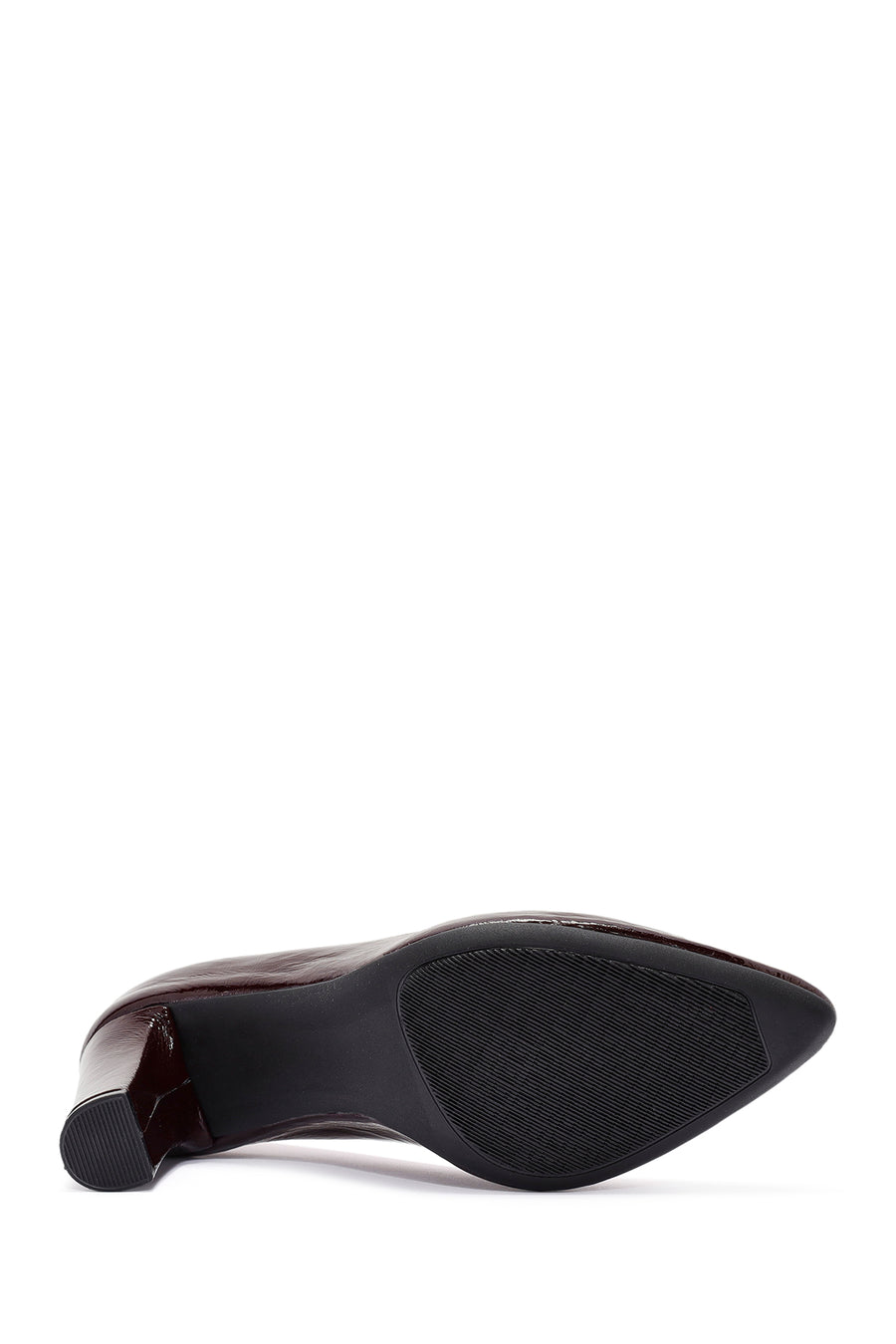 Derimod Gritti Women's Burgundy Thick Heel Patent Leather Stiletto