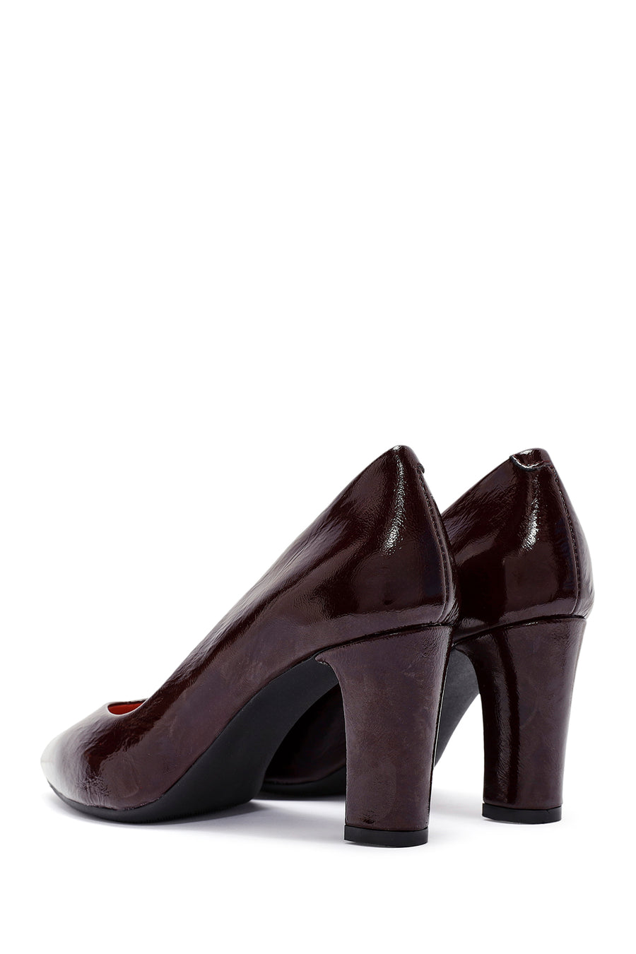 Derimod Gritti Women's Burgundy Thick Heel Patent Leather Stiletto