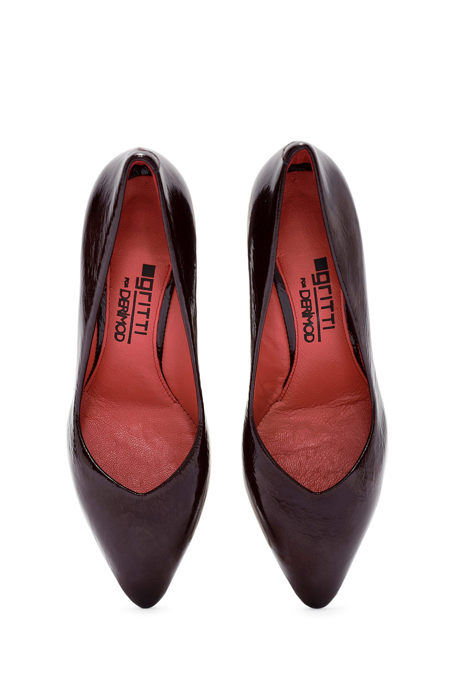 Derimod Gritti Women's Burgundy Thick Heel Patent Leather Stiletto