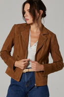 Lara Women's Camel Suede Leather Jacket | Derimod