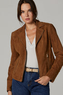 Lara Women's Camel Suede Leather Jacket | Derimod