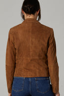 Lara Women's Camel Suede Leather Jacket | Derimod