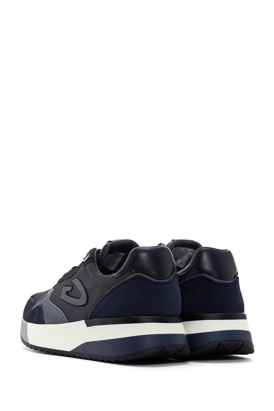 Alberto Guardiani Men's Navy Blue Gray Winner Thick Soled Leather Sneaker