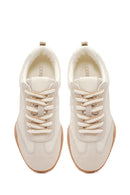 Women's Cream Lace-Up Leather Sneakers | Derimod
